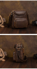 Brown Small Leather Men's Vertical Side Bag Best Vertical iPad Messenger Bag For Men