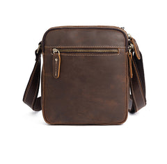 Brown Small Leather Men's Vertical Side Bag Best Vertical iPad Messenger Bag For Men
