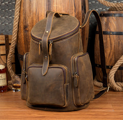 Brown Business Mens Leather 12-inches Computer Backpacks Cool Travel Backpacks School Backpacks for men - iwalletsmen