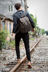 Brown Mens Leather 15 inches Computer Backpacks Black Cool Travel Backpacks Laptop School Backpack for men - iwalletsmen