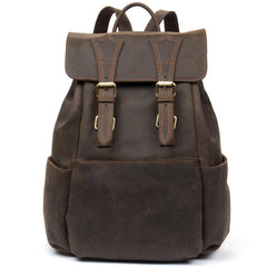 Brown Mens Leather 15 inches Computer Backpacks Black Cool Travel Backpacks Laptop School Backpack for men - iwalletsmen
