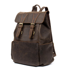 Brown Mens Leather 15 inches Computer Backpacks Black Cool Travel Backpacks Laptop School Backpack for men - iwalletsmen