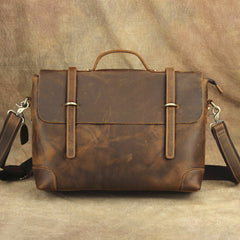 Brown Leather Men's Professional Briefcase 14‘’ Laptop Handbag Business Bag For Men - iwalletsmen