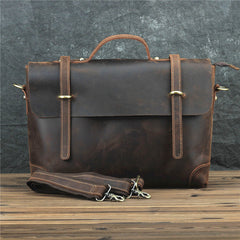 Brown Leather Men's Professional Briefcase 14‘’ Laptop Handbag Business Bag For Men - iwalletsmen
