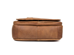 Casual Brown  Leather 10 inches Small Vertical Messenger Bag Crossbody Side Bag for Men - iwalletsmen