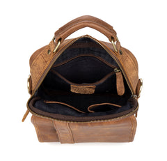 Casual Brown  Leather 10 inches Small Vertical Messenger Bag Crossbody Side Bag for Men - iwalletsmen