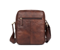 Casual Brown Leather Courier Bag 10 inches Vertical Small Messenger Bags Postman Bag for Men - iwalletsmen