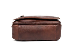 Casual Brown Leather Courier Bag 10 inches Vertical Small Messenger Bags Postman Bag for Men - iwalletsmen