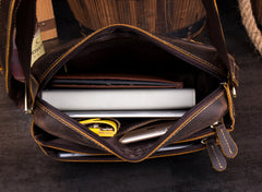 Casual Coffee Leather 10 inches Small Courier Bag Messenger Bags Postman Bags for Men - iwalletsmen