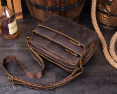 Casual Coffee Leather 10 inches Small Courier Bag Messenger Bags Postman Bags for Men - iwalletsmen