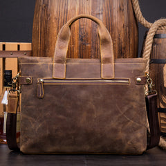 Casual Brown Leather 15 inches Laptop Briefcase Work Side Bag Work Handbag for Men - iwalletsmen