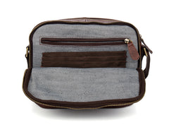 Casual Dark Brown Leather 8 inches Small Messenger Bag Side Bag Postman Bag for Men - iwalletsmen