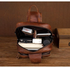Casual Brown Leather Mens Sling Pack Sling Bag Chest Bag One Shoulder Backpack for Men - iwalletsmen