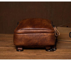 Brown Leather Mens 10 inches Sling Bag Sling Pack Casual Chest Bags One Shoulder Backpack for Men - iwalletsmen