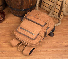 Brown Casual Leather Mens 13 inches Travel Backpacks Computer Backpack for Men - iwalletsmen