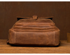 Casual Brown Large Leather Mens 15 inches Travel Backpack Computer Backpack School Backpack for Men - iwalletsmen