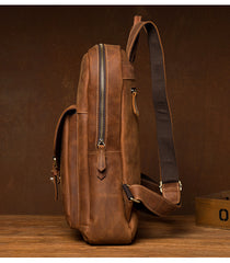 Casual Brown Large Leather Mens 15 inches Travel Backpack Computer Backpack School Backpack for Men - iwalletsmen