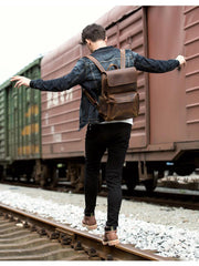 Brown Casual Mens Leather 15inches Computer Backpacks Black Travel Backpack College Backpacks for men - iwalletsmen