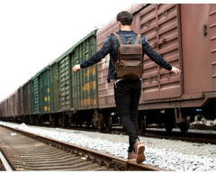 Brown Casual Mens Leather 15inches Computer Backpacks Black Travel Backpack College Backpacks for men - iwalletsmen