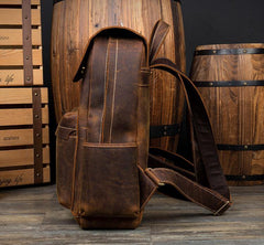 Brown Casual Mens Leather 15inches Computer Backpacks Black Travel Backpack College Backpacks for men - iwalletsmen