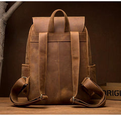 Brown Casual Mens Leather 15inches Computer Backpacks Black Travel Backpack College Backpacks for men - iwalletsmen