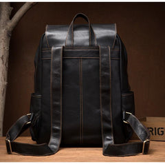 Brown Casual Mens Leather 15inches Computer Backpacks Black Travel Backpack College Backpacks for men - iwalletsmen