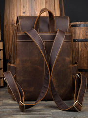 Brown Casual Mens Leather 15inches Computer Backpacks Black Travel Backpack College Backpacks for men - iwalletsmen
