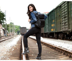 Brown Casual Mens Leather 15inches Computer Backpacks Black Travel Backpack College Backpacks for men - iwalletsmen