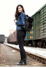 Brown Casual Mens Leather 15inches Computer Backpacks Black Travel Backpack College Backpacks for men - iwalletsmen