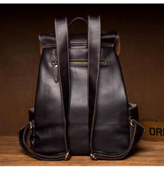 Brown Casual Mens Leather 15-inch Large Backpack Black Travel Backpacks School Backpacks for men - iwalletsmen