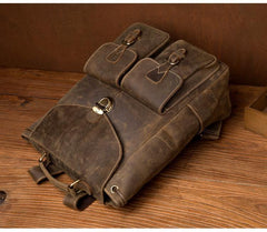 Brown Casual Mens Leather 15-inch Large Backpack Black Travel Backpacks School Backpacks for men - iwalletsmen