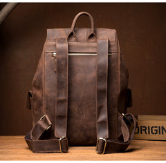 Casual Brown Mens Leather 15-inch Large Backpacks Brown College Backpack School Backpacks for men - iwalletsmen