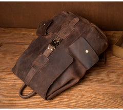 Casual Brown Mens Leather 15-inch Large Backpacks Brown College Backpack School Backpacks for men - iwalletsmen