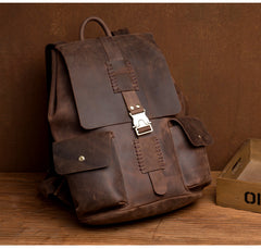 Casual Brown Mens Leather 15-inch Large Backpacks Brown College Backpack School Backpacks for men - iwalletsmen