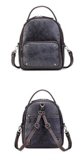 Brown Cool LEATHER Womens Small Red Backpack Mini College Backpack For Women - iwalletsmen