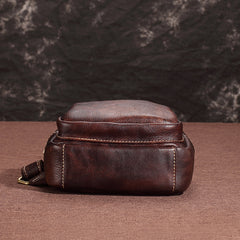 Tan Cool LEATHER MENS 8 inches Sling Bag One Shoulder Backpack Brown Chest Bag For Men - iwalletsmen