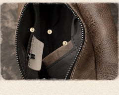 Brown Cool LEATHER MENS Sling Bag One Shoulder Backpack Chest Bag For Men - iwalletsmen