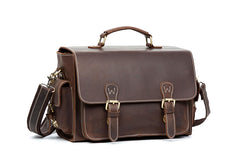 Brown Leather 13 inches SLR Camera Side Bag Messenger Bags HandBag for Men - iwalletsmen