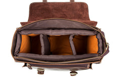 Brown Leather 13 inches SLR Camera Side Bag Messenger Bags HandBag for Men - iwalletsmen