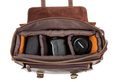 Brown Leather 13 inches SLR Camera Side Bag Messenger Bags HandBag for Men - iwalletsmen