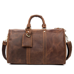 Cool Brown Leather 16 inches Black Shoulder Weekender Bag Travel Bags Duffle luggage Bag for Men - iwalletsmen