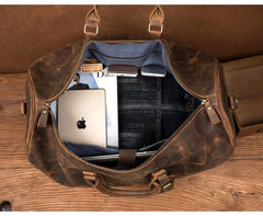 Brown Cool Leather 16 inches Weekender Bag Black Travel Shoulder Bags Duffle Bag for Men - iwalletsmen