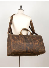Brown Cool Leather 16 inches Weekender Bag Black Travel Shoulder Bags Duffle Bag for Men - iwalletsmen