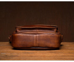 Vintage Brown Leather Small Vertical Postman Bag Messenger Bag Courier Bag for Men - iwalletsmen