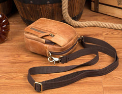 Cool Brown Leather Waist Bag Belt Pouch Small Side Bag Messenger Bag Courier Bags for Men - iwalletsmen