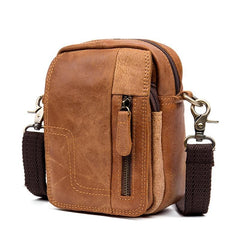 Cool Brown Leather Waist Bag Belt Pouch Small Side Bag Messenger Bag Courier Bags for Men - iwalletsmen