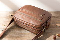 Brown Cool Leather Mens 10 inches Side Bag Small Courier Bag Messenger Bags for Men - iwalletsmen