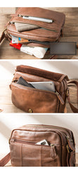Brown Cool Leather Mens 10 inches Side Bag Small Courier Bag Messenger Bags for Men - iwalletsmen