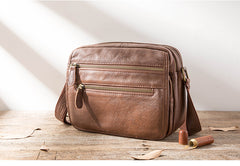 Brown Cool Leather Mens 10 inches Side Bag Small Courier Bag Messenger Bags for Men - iwalletsmen
