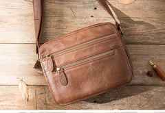 Brown Cool Leather Mens 10 inches Side Bag Small Courier Bag Messenger Bags for Men - iwalletsmen